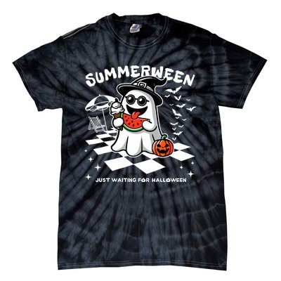 Summerween Spooky Halloween Summer Vibes Pumpkin Ghost Tie-Dye T-Shirt