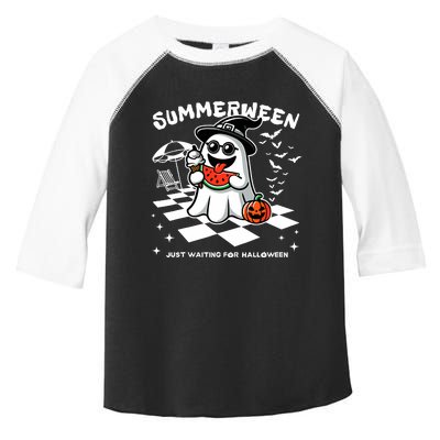 Summerween Spooky Halloween Summer Vibes Pumpkin Ghost Toddler Fine Jersey T-Shirt