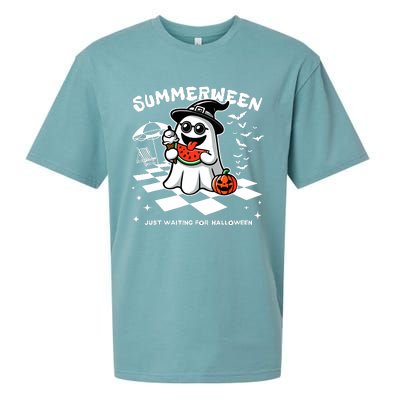 Summerween Spooky Halloween Summer Vibes Pumpkin Ghost Sueded Cloud Jersey T-Shirt