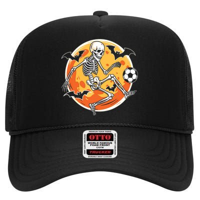 Soccer Skeleton Halloween Soccer Player Funny High Crown Mesh Back Trucker Hat