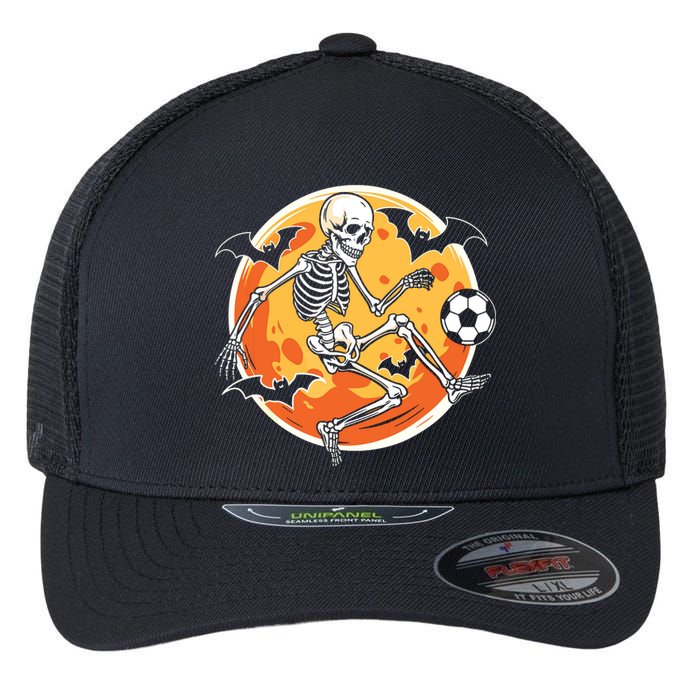 Soccer Skeleton Halloween Soccer Player Funny Flexfit Unipanel Trucker Cap