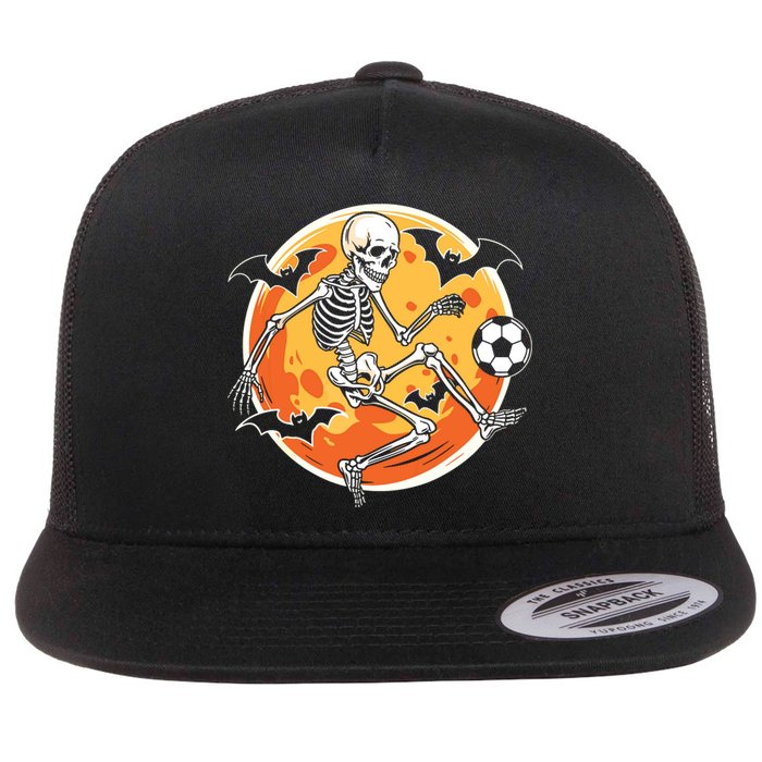 Soccer Skeleton Halloween Soccer Player Funny Flat Bill Trucker Hat