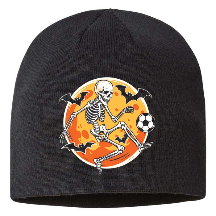 Soccer Skeleton Halloween Soccer Player Funny Sustainable Beanie