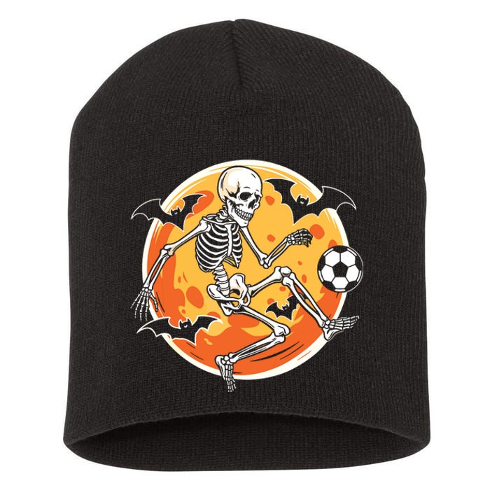 Soccer Skeleton Halloween Soccer Player Funny Short Acrylic Beanie