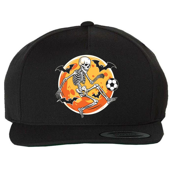 Soccer Skeleton Halloween Soccer Player Funny Wool Snapback Cap