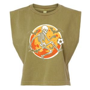 Soccer Skeleton Halloween Soccer Player Funny Garment-Dyed Women's Muscle Tee