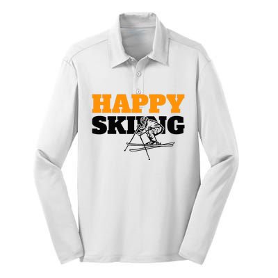 Snow Skiing Happy Skiing Winter Sports Alpine Downhill Ski Silk Touch Performance Long Sleeve Polo