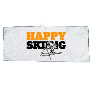 Snow Skiing Happy Skiing Winter Sports Alpine Downhill Ski Large Microfiber Waffle Golf Towel