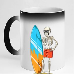 Surfing Skeleton Halloween Surf Lovers Gift 11oz Black Color Changing Mug