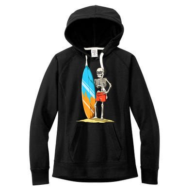 Surfing Skeleton Halloween Surf Lovers Gift Women's Fleece Hoodie