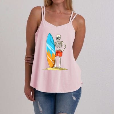 Surfing Skeleton Halloween Surf Lovers Gift Women's Strappy Tank