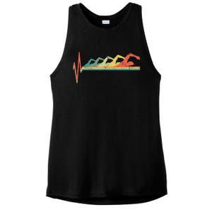 Swimming Swimmer Heartbeat Retro Gift Ladies PosiCharge Tri-Blend Wicking Tank