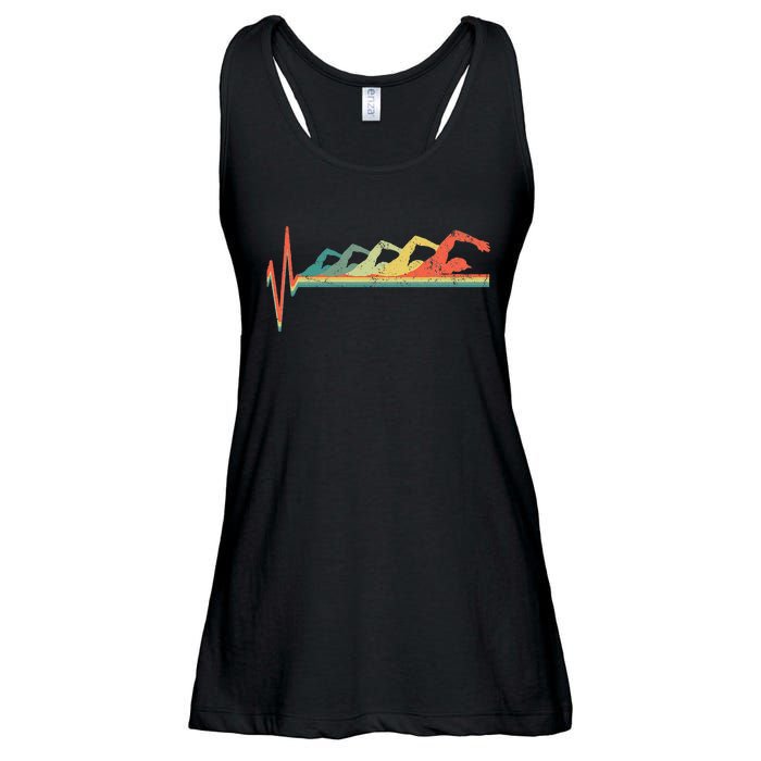 Swimming Swimmer Heartbeat Retro Gift Ladies Essential Flowy Tank