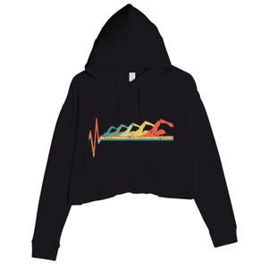 Swimming Swimmer Heartbeat Retro Gift Crop Fleece Hoodie