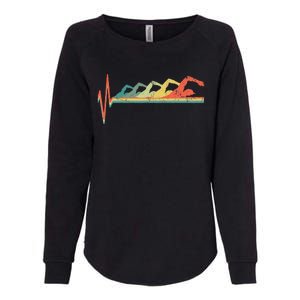 Swimming Swimmer Heartbeat Retro Gift Womens California Wash Sweatshirt