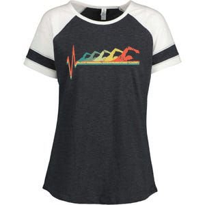 Swimming Swimmer Heartbeat Retro Gift Enza Ladies Jersey Colorblock Tee