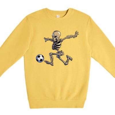 Soccer Skeleton Halloween Funny Soccer Player Halloween Gift Premium Crewneck Sweatshirt