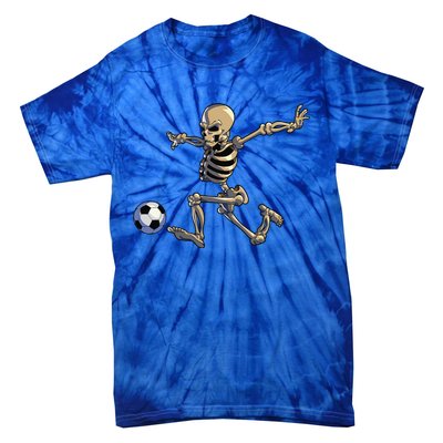 Soccer Skeleton Halloween Funny Soccer Player Halloween Gift Tie-Dye T-Shirt