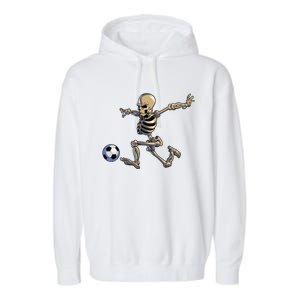 Soccer Skeleton Halloween Funny Soccer Player Halloween Gift Garment-Dyed Fleece Hoodie