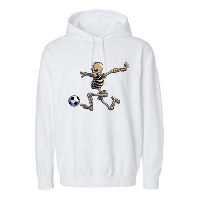 Soccer Skeleton Halloween Funny Soccer Player Halloween Gift Garment-Dyed Fleece Hoodie