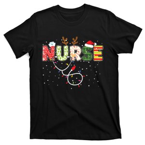 Stethoscope Santa Hat Reindeer Xmas Christmas Nurse T-Shirt