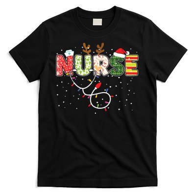 Stethoscope Santa Hat Reindeer Xmas Christmas Nurse T-Shirt