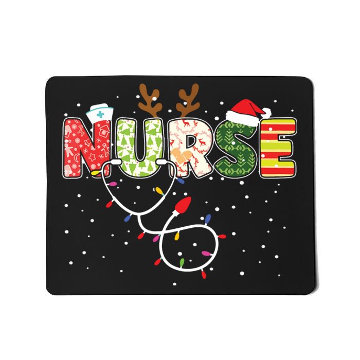 Stethoscope Santa Hat Reindeer Xmas Christmas Nurse Mousepad