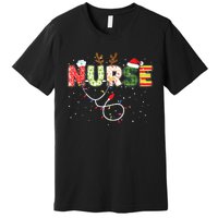 Stethoscope Santa Hat Reindeer Xmas Christmas Nurse Premium T-Shirt