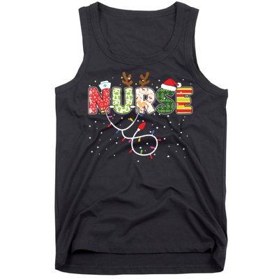 Stethoscope Santa Hat Reindeer Xmas Christmas Nurse Tank Top