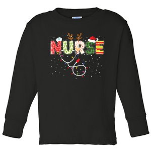 Stethoscope Santa Hat Reindeer Xmas Christmas Nurse Toddler Long Sleeve Shirt