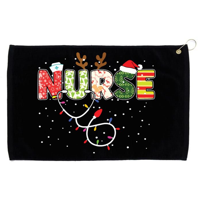 Stethoscope Santa Hat Reindeer Xmas Christmas Nurse Grommeted Golf Towel