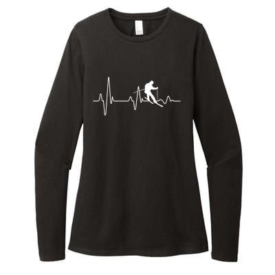 Snow Skiing Heartbeat Winter Snow Ski Lover Gift Womens CVC Long Sleeve Shirt