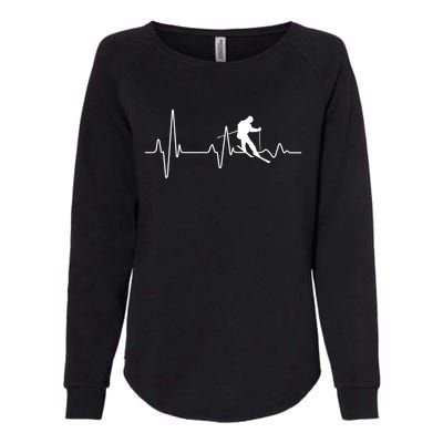 Snow Skiing Heartbeat Winter Snow Ski Lover Gift Womens California Wash Sweatshirt