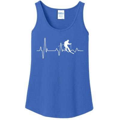 Snow Skiing Heartbeat Winter Snow Ski Lover Gift Ladies Essential Tank