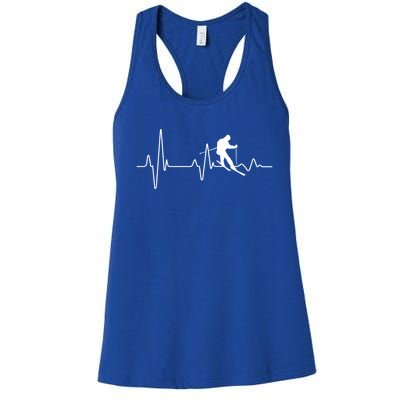 Snow Skiing Heartbeat Winter Snow Ski Lover Gift Women's Racerback Tank