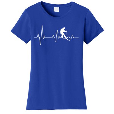 Snow Skiing Heartbeat Winter Snow Ski Lover Gift Women's T-Shirt