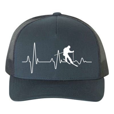 Snow Skiing Heartbeat Winter Snow Ski Lover Gift Yupoong Adult 5-Panel Trucker Hat