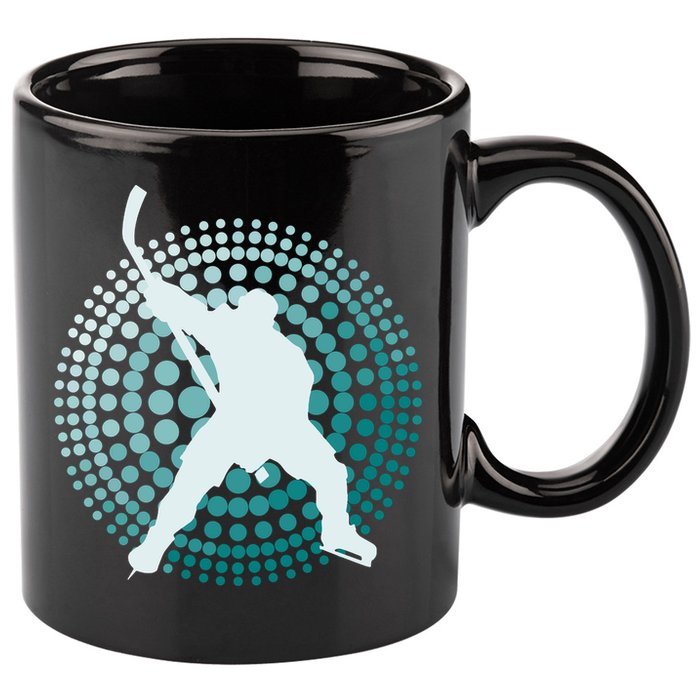 Slap Shot Hockey Lovers Spiral Design 11oz C Handle Ceramic Mug