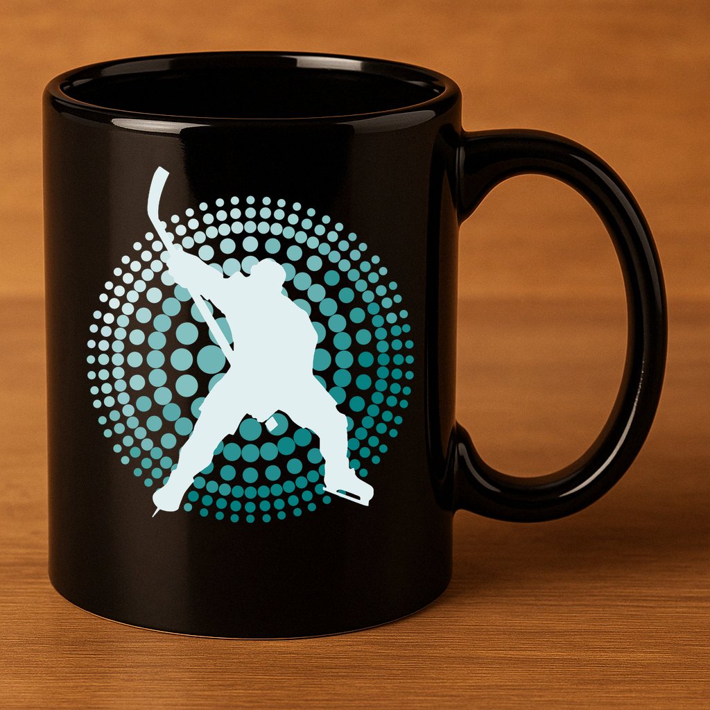 Slap Shot Hockey Lovers Spiral Design 11oz C Handle Ceramic Mug