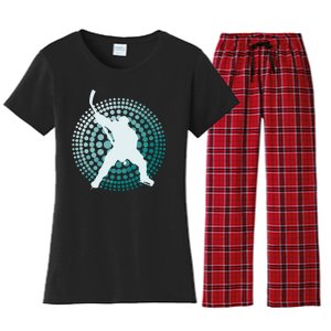 Slap Shot Hockey Lovers Spiral Design Women's Flannel Pajama Set