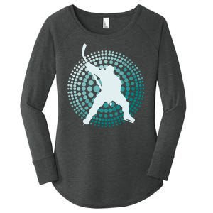 Slap Shot Hockey Lovers Spiral Design Women's Perfect Tri Tunic Long Sleeve Shirt