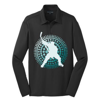 Slap Shot Hockey Lovers Spiral Design Silk Touch Performance Long Sleeve Polo