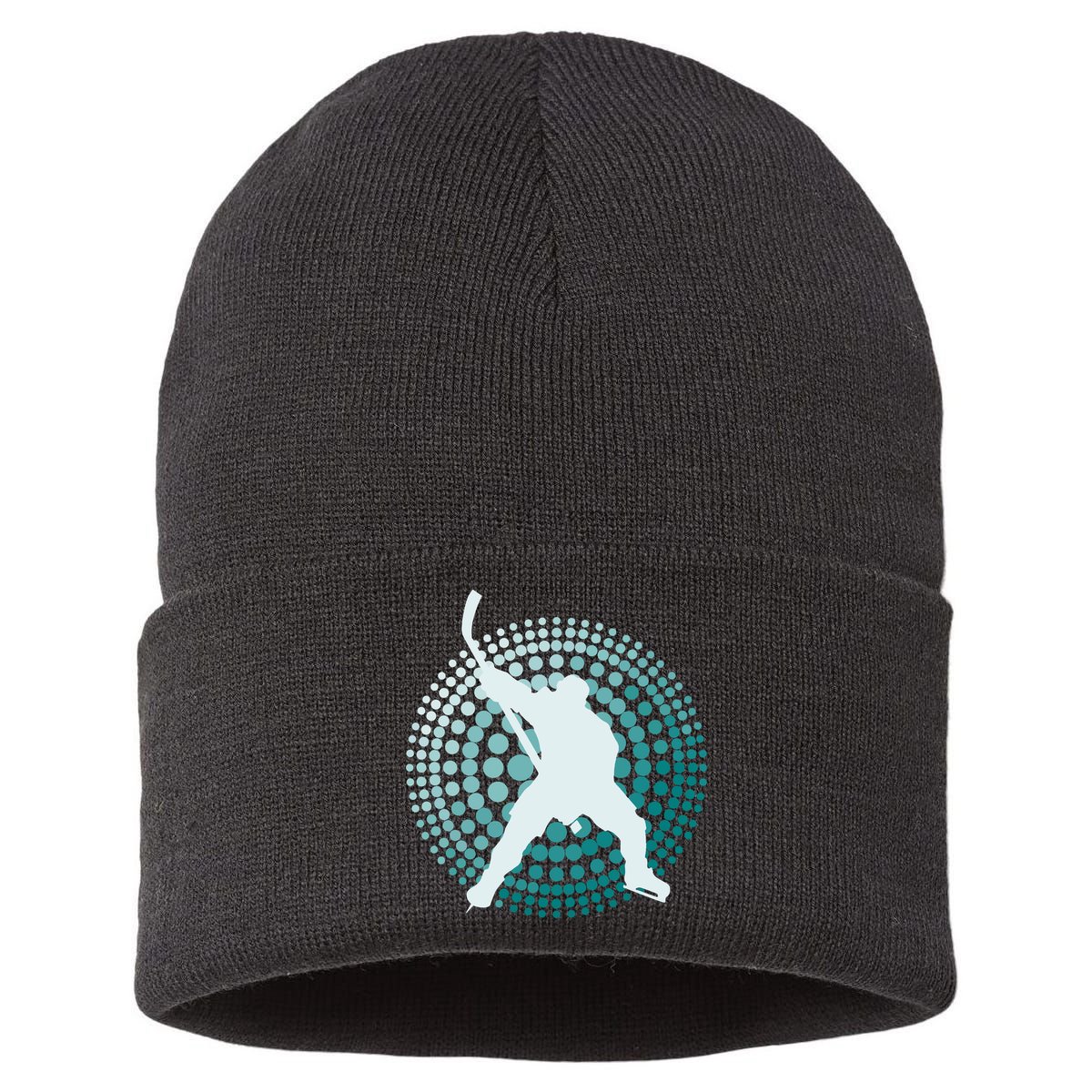 Slap Shot Hockey Lovers Spiral Design Sustainable Knit Beanie