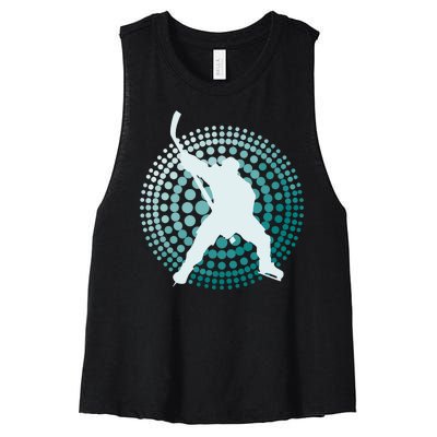 Slap Shot Hockey Lovers Spiral Design Women's Racerback Cropped Tank