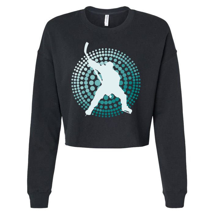 Slap Shot Hockey Lovers Spiral Design Cropped Pullover Crew