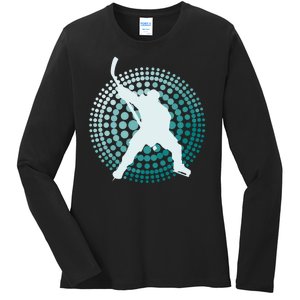 Slap Shot Hockey Lovers Spiral Design Ladies Long Sleeve Shirt