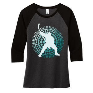 Slap Shot Hockey Lovers Spiral Design Women's Tri-Blend 3/4-Sleeve Raglan Shirt