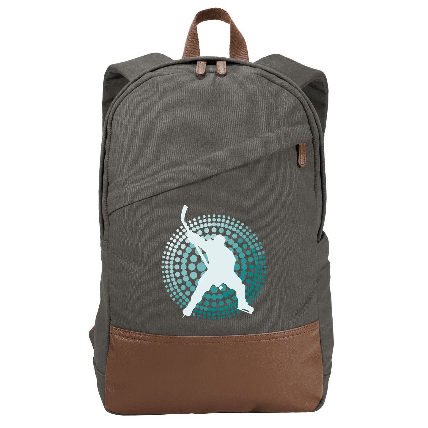 Slap Shot Hockey Lovers Spiral Design Cotton Canvas Backpack