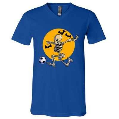 Soccer Skeleton Halloween Soccer Player Halloween V-Neck T-Shirt