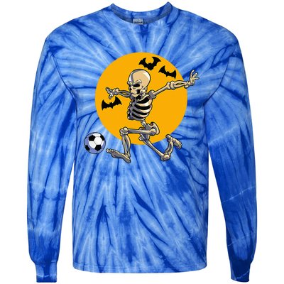 Soccer Skeleton Halloween Soccer Player Halloween Tie-Dye Long Sleeve Shirt